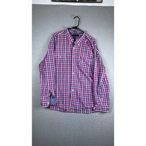 Tommy Hilfiger Shirt Mens 2XL Pink Plaid Slim Long Sleeve Button Down Casual